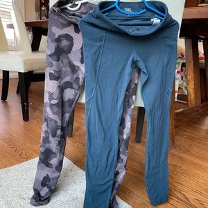 AthletaGirl leggings/tights, 2 pair, size S/7, lagoon blue and blk/gray Camo